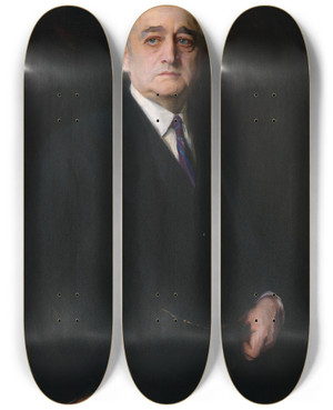 Triptych art skateboard deck of Philip Alexius De Lszl Adolph Simon Ochs by Philip Alexius de Lszl (1869-1937)