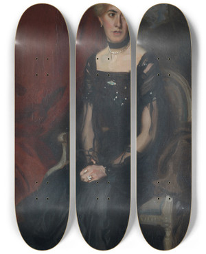 Triptych art skateboard deck of Harrington Mann Portrait Of An Elegant Lady by Harrington Mann (1864-1937)
