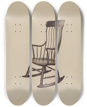 Triptych art skateboard deck of Robert Pohle Rocking Chair by Robert Pohle