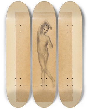 Triptych art skateboard deck of Otto Meyeramden Tnzerischer Jnglingsakt Mit Berkreuztem Rechten Bein Und Arm Ber Kopf by Otto Meyer-Amden (1885-1933)