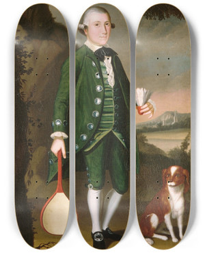 Triptych art skateboard deck of William Williams Portrait Of A Boy Probably Of The Crossfield Family by William Williams (1727-1791)