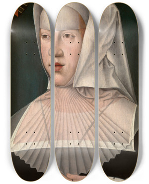 Triptych art skateboard deck of Bernard Van Orley Margareta Of Austria by Bernard Van Orley (1492-1542)