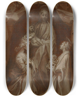 Triptych art skateboard deck of Francesco Vanni Study For The Virgin And Child With Saints Cecilia Andagnes by Francesco Vanni (1563-1610)