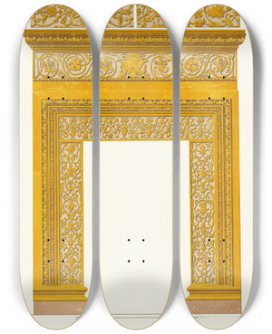 Triptych art skateboard deck of Fedor Grigoryevich Solntsev Vhodnyia Dveri V Zolotuiu Palatu by Fedor Grigoryevich Solntsev (1801-1892)
