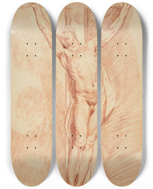 Triptych art skateboard deck of Jeanbaptiste Greuze Christ Crucified by Jean-Baptiste Greuze (1725-1805)