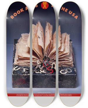 Triptych art skateboard deck of Us Information Agency Book Arts In The Usa by U S Information Agency (1953-1999)