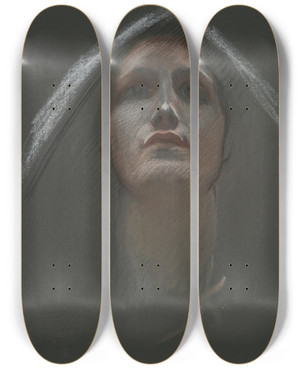 Triptych art skateboard deck of Edwin Austin Abbey Study For Figure Of Religion Rondel In The Rotunda Of The State Capitol Building In Harrisburg Pennsylvania19021911 by Edwin Austin Abbey (1852-1911)