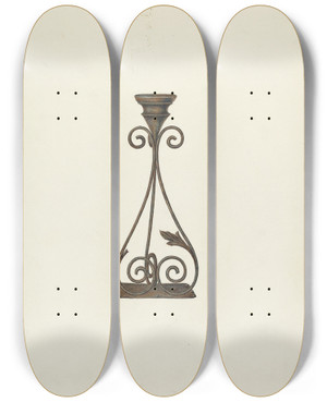 Triptych art skateboard deck of William Kieckhofel Candlestick by William Kieckhofel (20-)