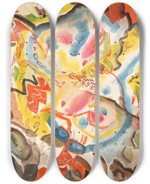 Triptych art skateboard deck of Fritz Stuckenberg Forms_2 by Fritz Stuckenberg (1881-1944)