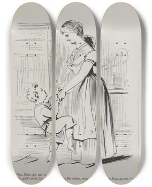 Triptych art skateboard deck of Karel Klic Bilderbuch Fur Hagestolze Pl079 by Karel Klic (1841-1926)