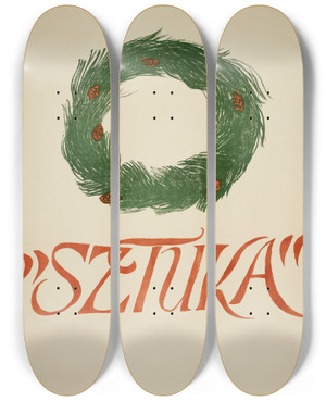 Triptych art skateboard deck of Jan Stanislawski Ix Wystawa Towarzystwa Artystw Polskich Sztuka by Jan Stanislawski (1860-1907)