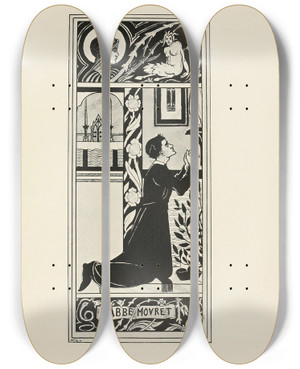 Triptych art skateboard deck of Aubrey Vincent Beardsley Under The Hill Pl12 by Aubrey Vincent Beardsley (1872-1898)
