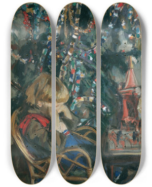 Triptych art skateboard deck of Wojciech Weiss Weihnachten by Wojciech Weiss (1875-1950)
