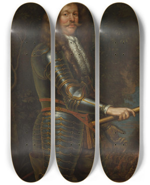 Triptych art skateboard deck of Circle Of John Michael Wright Portrait Of A Man In Armour by Circle Of John Michael Wright (1617-1694)