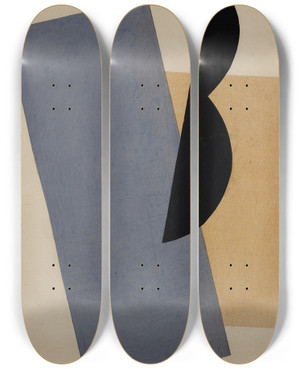 Triptych art skateboard deck of El Lissitzky Composition Blueyellowblack by El Lissitzky (1890-1941)