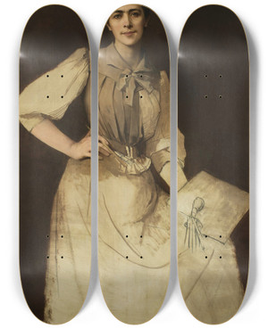 Triptych art skateboard deck of Anna Biliskabohdanowicz Selfportrait by Anna Bilinska Bohdanowicz (1857-1893)