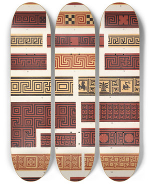 Triptych art skateboard deck of Owen Jones Greek No1 by Owen Jones (1809-1874)