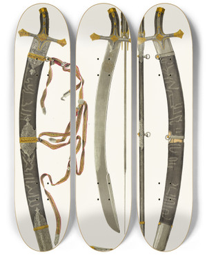 Triptych art skateboard deck of Fedor Grigoryevich Solntsev Sablia Kniazia Fedora Mikhailovicha Mstislavskago by Fedor Grigoryevich Solntsev (1801-1892)