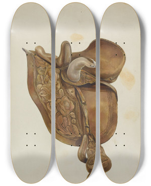Triptych art skateboard deck of Gerald Transpota Saddle_1 by Gerald Transpota (1898-1971)