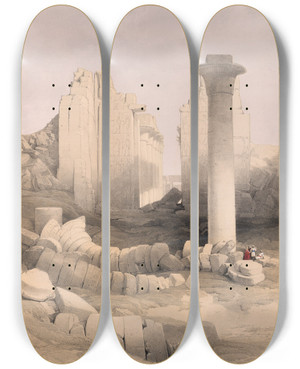 Triptych art skateboard deck of David Roberts Karnac Karnak Nov 29Th 1838_1 by David Roberts (1796-1864)
