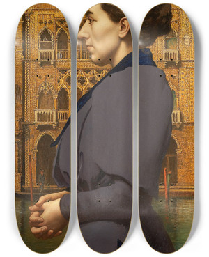 Triptych art skateboard deck of Carl Freiherr Von Pidoll Zu Quintenbach Portrait Of Anna Cossmann Before Ca Doro In Venice by Carl Freiherr Von Pidoll Zu Quintenbach (1847-1901)