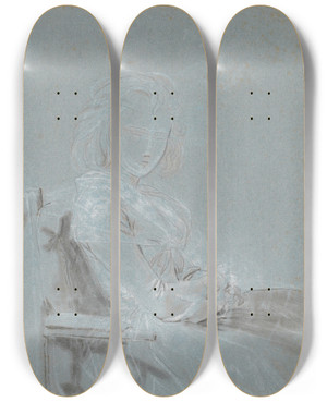 Triptych art skateboard deck of Jens Juel Studie Til Portrttet Af Ulrike Elenora Wedel Jarlsberg Fdt Brockdorff_1 by Jens Juel (1745-1802)