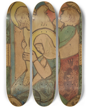 Triptych art skateboard deck of Stanisaw Wyspiaski Zdjcie Z Krzya by Stanislaw Wyspianski (1869-1907)