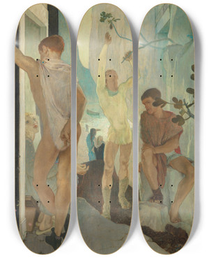 Triptych art skateboard deck of Glyn Warren Philpot Penelope by Glyn Warren Philpot (1884-1937)