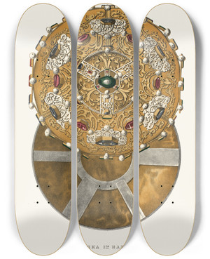 Triptych art skateboard deck of Fedor Grigoryevich Solntsev Shapka Pervago Nariada Izobrazhenie 2 by Fedor Grigoryevich Solntsev (1801-1892)