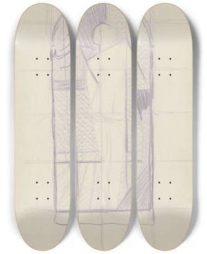 Triptych art skateboard deck of Reijer Stolk Achterzijde Van Een Staande Naakte Vrouw_4 by Reijer Stolk (1896-1945)