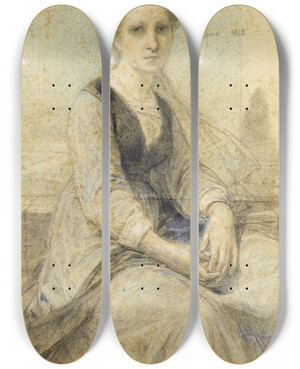 Triptych art skateboard deck of Diogne Maillart Roman Woman by Diogene Maillart (1840-1926)