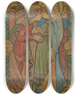 Triptych art skateboard deck of Stanisaw Wyspiaski Nawiedzenie by Stanislaw Wyspianski (1869-1907)