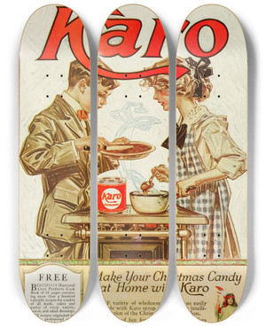 Triptych art skateboard deck of Jc Leyendecker Karo by J.C. Leyendecker (1874-1951)