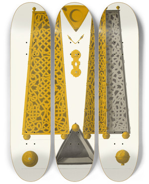 Triptych art skateboard deck of Fedor Grigoryevich Solntsev Stoianets K Tsarskomu Tronu by Fedor Grigoryevich Solntsev (1801-1892)