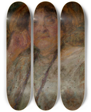 Triptych art skateboard deck of Olga Boznanska Portrait Of Mrs Gociniec by Olga Boznanska (1865-1940)