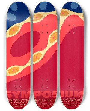 Triptych art skateboard deck of National Institutes Of Health Symposium Reproductive Health In The Workplace And Reproductive Health In The Workplace by National Institutes Of Health (1887)