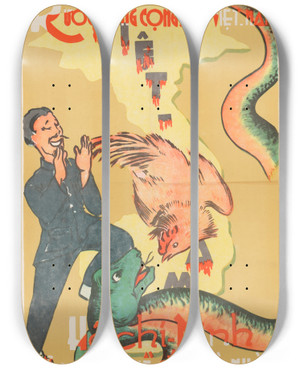 Triptych art skateboard deck of Us Information Agency Viet Poster 2_1 by U S Information Agency (1953-1999)