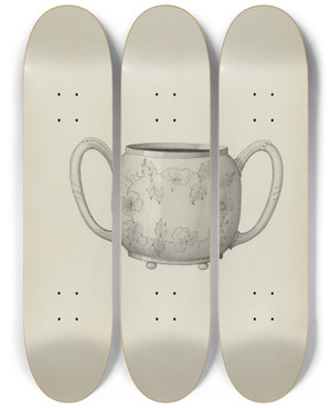 Triptych art skateboard deck of Dana Bartlett Silver Spoon Holder by Dana Bartlett
