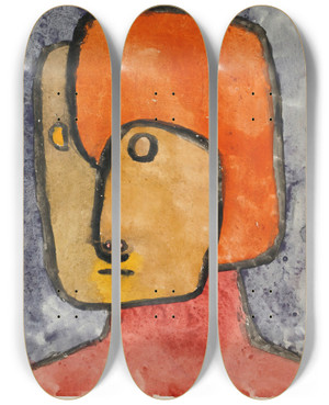 Triptych art skateboard deck of Paul Klee Praetendent Pretender by Paul Klee (1879-1940)