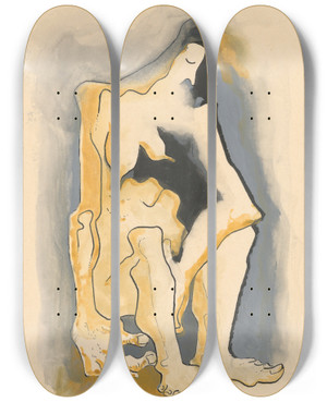 Triptych art skateboard deck of Mikul Galanda Old Age_1 by Mikulas Galanda (1895-1938)