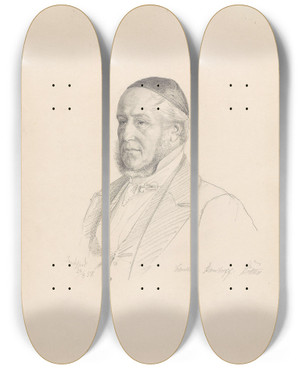 Triptych art skateboard deck of Adolph Tidemand Christian Bernstorff Bdtker by Adolph Tidemand (1814-1876)