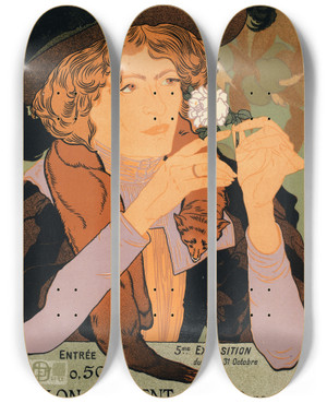 Triptych art skateboard deck of Georges De Feure 5E Exposition Dart by Georges de Feure (1868-1943)