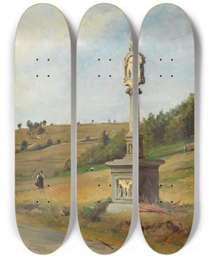 Triptych art skateboard deck of Friedrich Preller The Younger Bilderstock Bei Kleinsassen by Friedrich Preller The Younger (1838-1901)