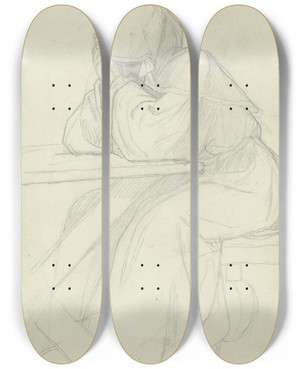 Triptych art skateboard deck of Eduard Von Steinle Die Heilige Scholastika In Trauer Ber Die Trennung Von Ihrem Bruder Dem Heiligen Benedikt Von Nursia by Eduard Von Steinle (1810-1886)
