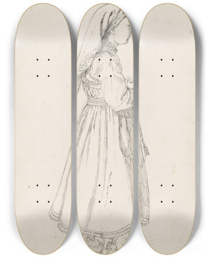 Triptych art skateboard deck of Adolph Tidemand Ingeborg Svendsdatter Lillemoen Heddal by Adolph Tidemand (1814-1876)