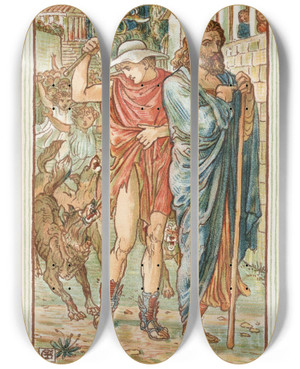 Triptych art skateboard deck of Walter Crane The Strangers In The Village by Walter Crane (1845-1915) Triptych art skateboard deck of Walter Crane The Strangers In The Village by Walter Crane (1845-1915)