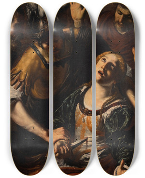 Triptych art skateboard deck of Orazio Borgianni The Death Of Lucretia_2 by Orazio Borgianni (1578-1616)