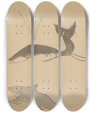 Triptych art skateboard deck of Masayoshi Kitao Choju Ryakugashiki Pl45 by Kitao Masayoshi (1764-1824)