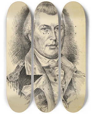 Triptych art skateboard deck of Jacques Reich Nathanael Greene by Jacques Reich (1852-1923)