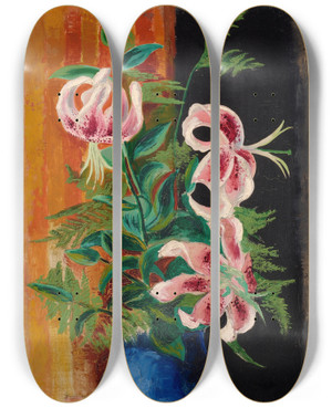 Triptych art skateboard deck of Mose Kisling Fleurs Dans Un Vase by Moise Kisling (1891-1953)